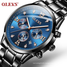 OLEVS 2862 branded Men Watches Sports Waterproof Analog Quartz Clock Multifunction Chronograph stainless steel Business Watch